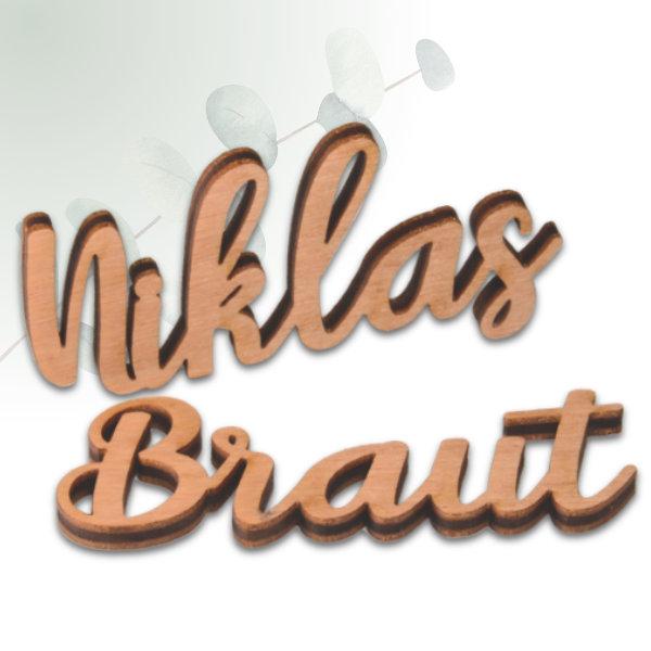 Preview: Personalisierte Gästenamen aus Holz für Hochzeit und Platzkarten